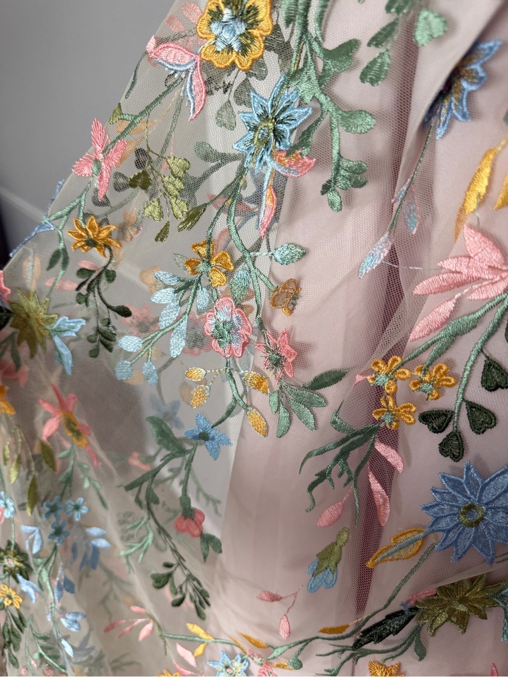 Floral Embroidered Pink Midi Gown - Picture 7 of 10